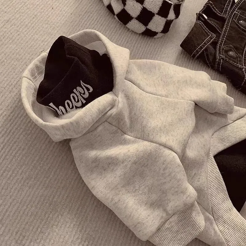 Hund Kapuzen-Pullover Sweatshirt mit weichem Fleece-Futter & geripptem Saum