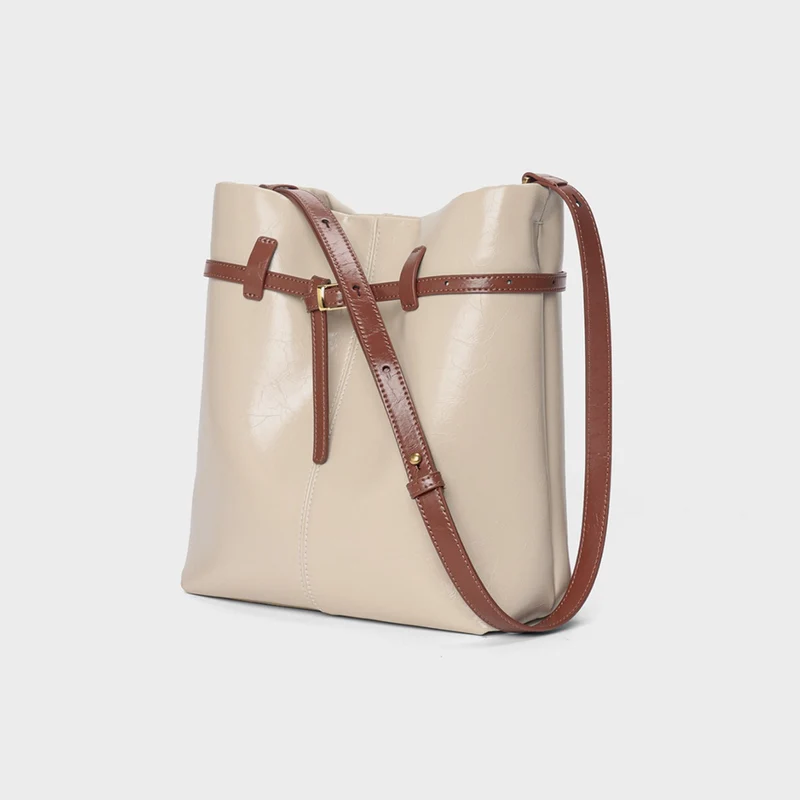 Strukturiert Leder-Look Gürteltasche Bucket Tote Schultertasche