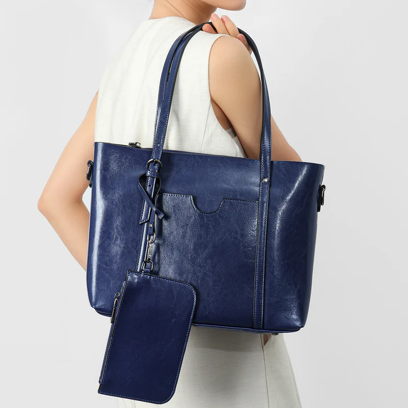 Strukturiert Leder-Optik Tote Bag mit abnehmbarem Beutel