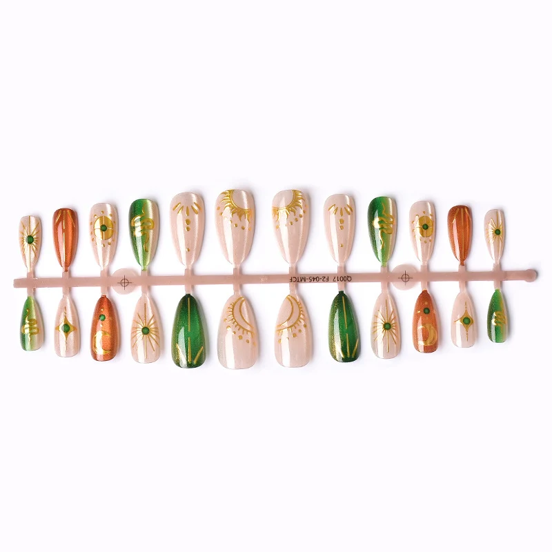 Künstlerisches Press-On-Nagelset mit geometrischem Design