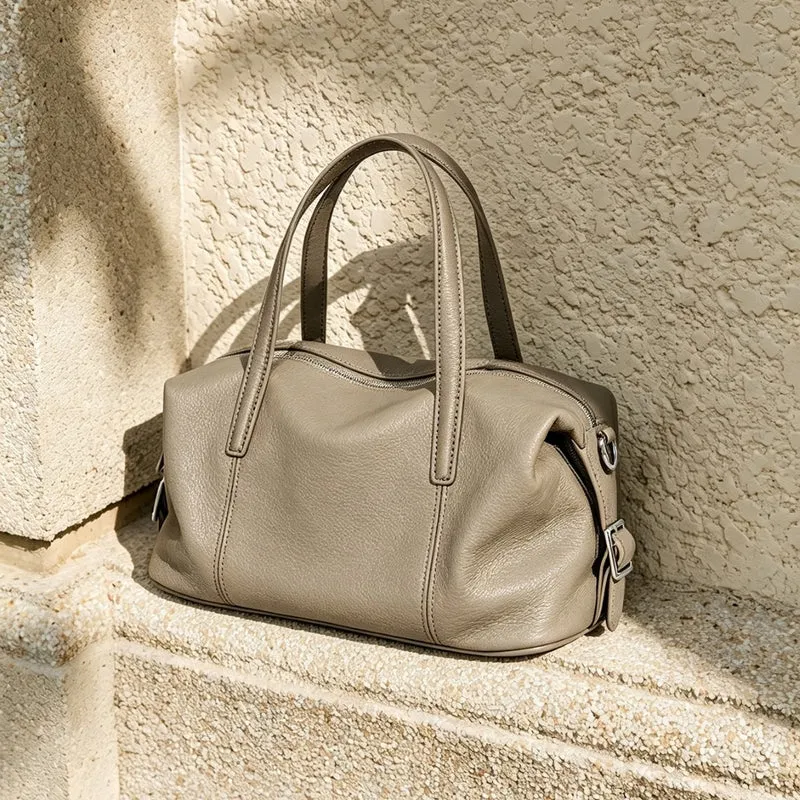 Strukturierte Fass-Top-Handle-Satchel mit abnehmbarem Crossbody-Gurt