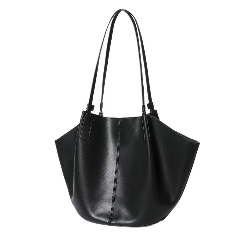 Lässiger skulpturaler Offene-Top Schultertasche mit Mittelnaht
