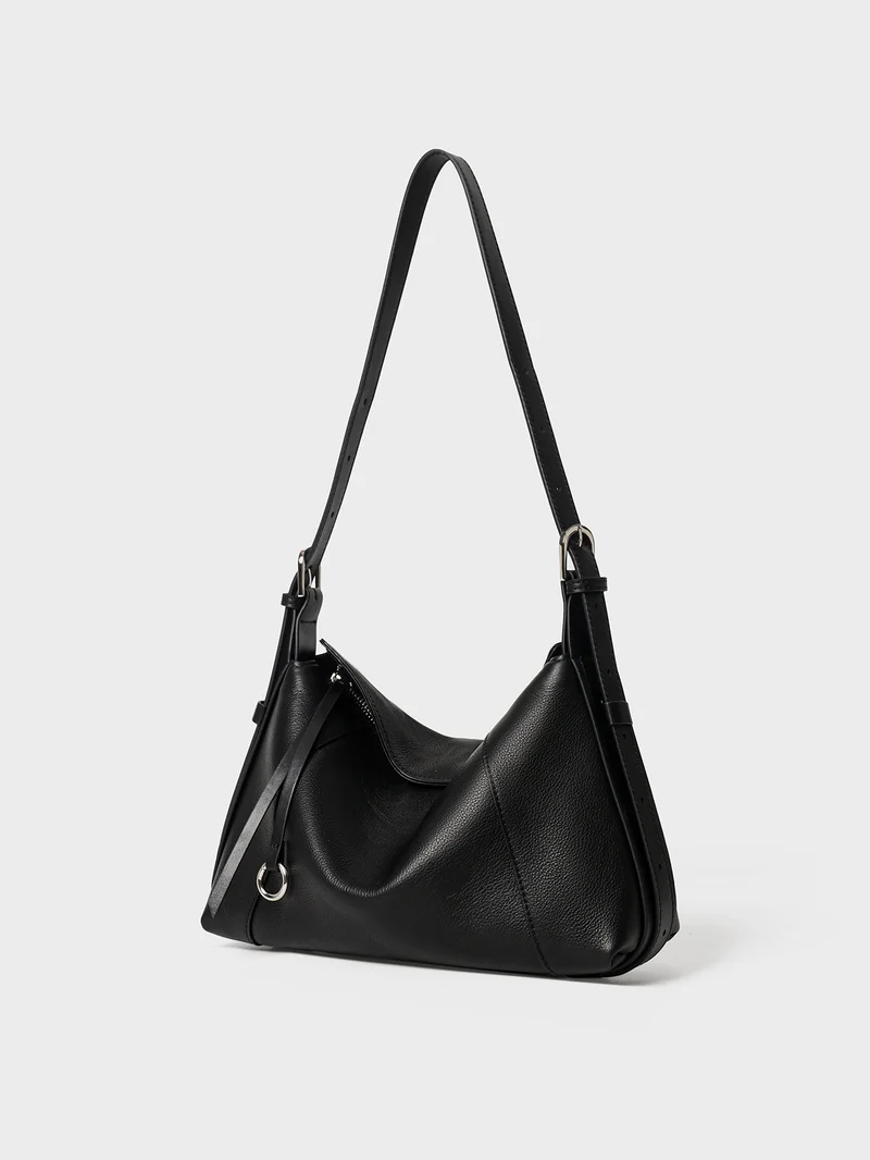 Leder Schulter Hobo Tasche mit verstellbarem Kontrastgurt