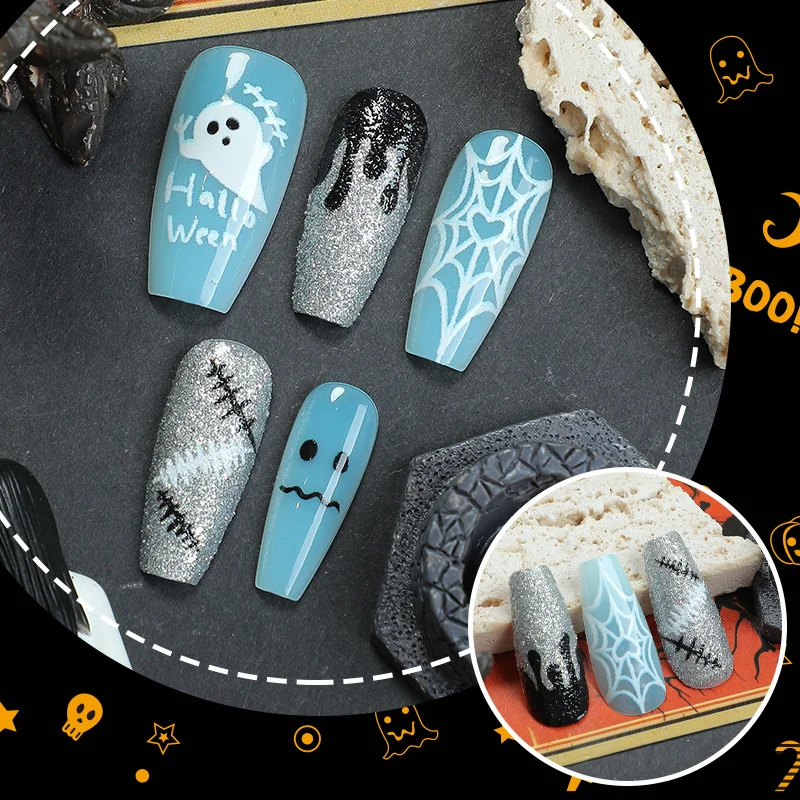 Kreatives Halloween-Themen Press-On Nagelkunst-Set