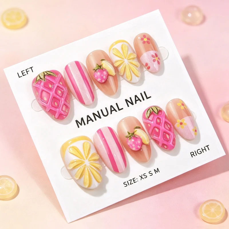 Kreatives von Früchten inspiriertes Press-On Nagelkunstset