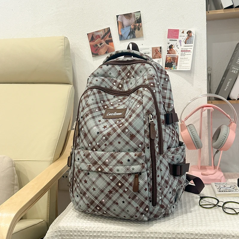 Stilvolles Karomuster Design Schulrucksack Karnz