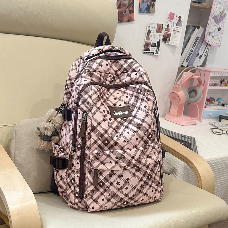 Stilvolles Karomuster Design Schulrucksack Karnz