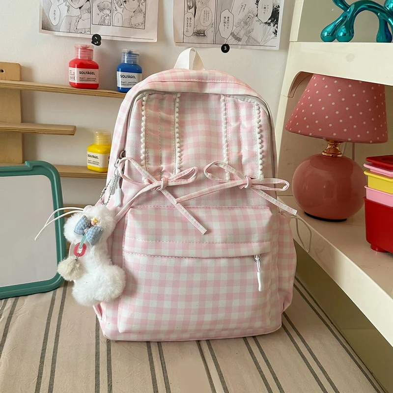 Stylische Vichykaro Muster Schulranzen Karnz