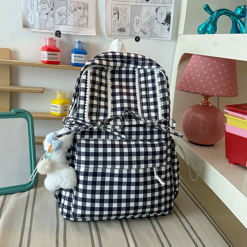 Stylische Vichykaro Muster Schulranzen Karnz