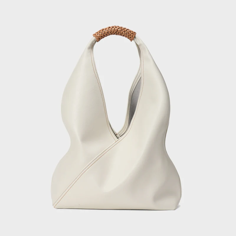 Asymmetrische lässige Hobo-Tasche mit geflochtenem oberen Griff