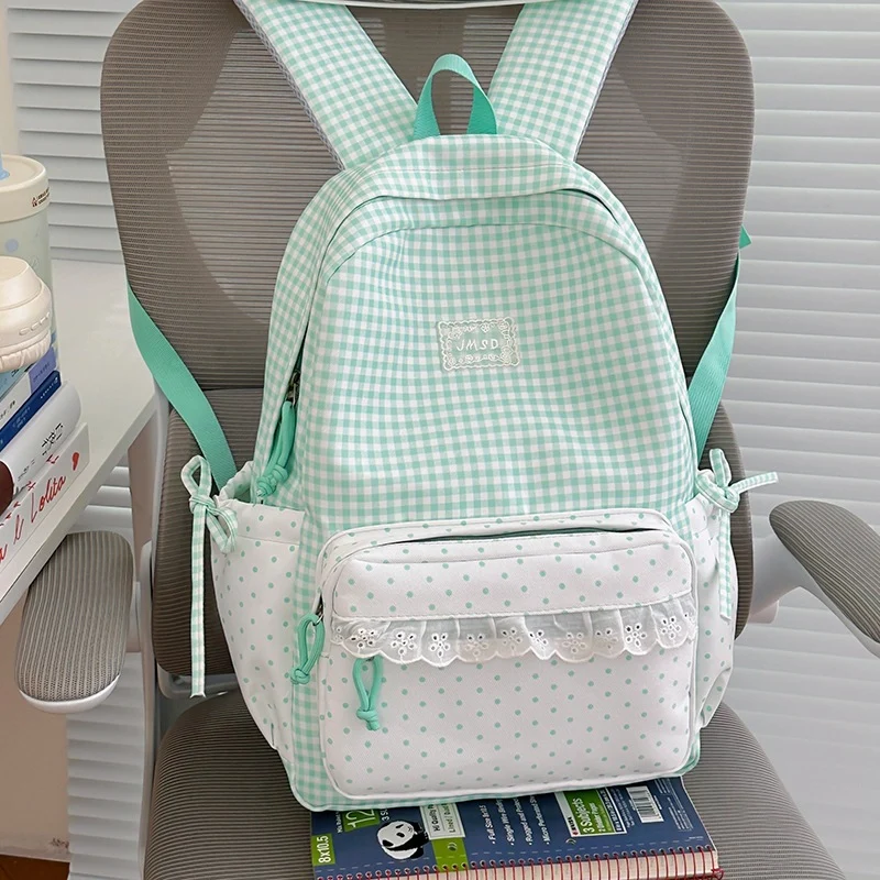 Stilvolle Gingham-Muster-Rucksack Karnz
