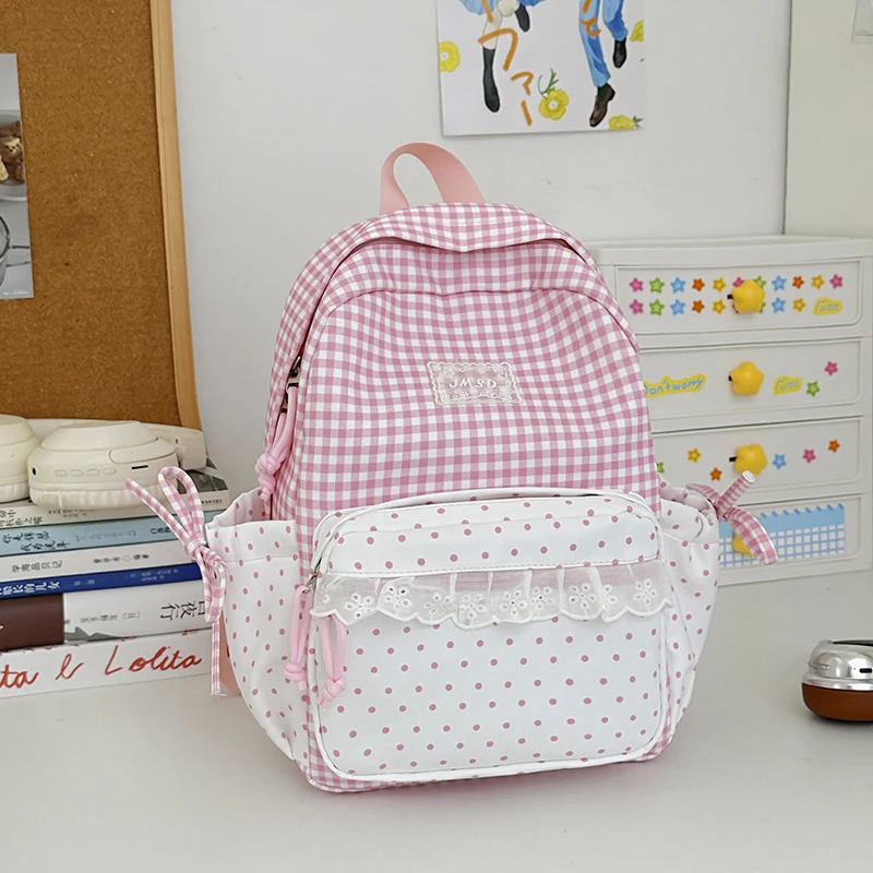 Stilvolle Gingham-Muster-Rucksack Karnz