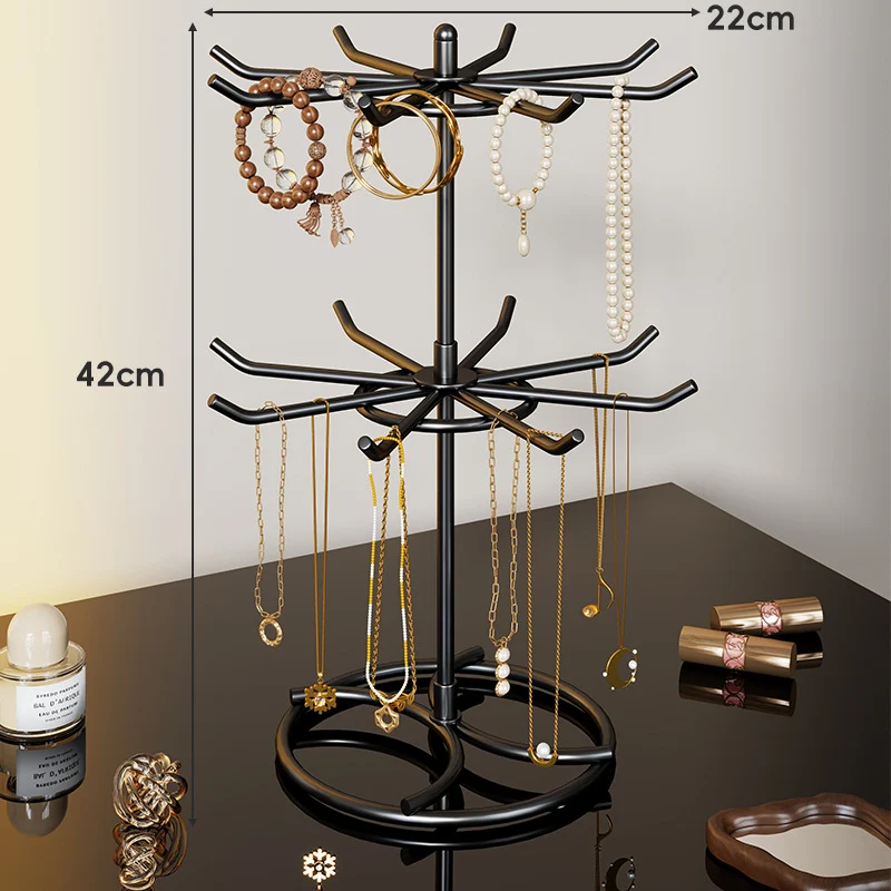 Gestufter Rotierender Schmuckorganisator Baumständer mit Multi-Arm-Haken und Ringablage