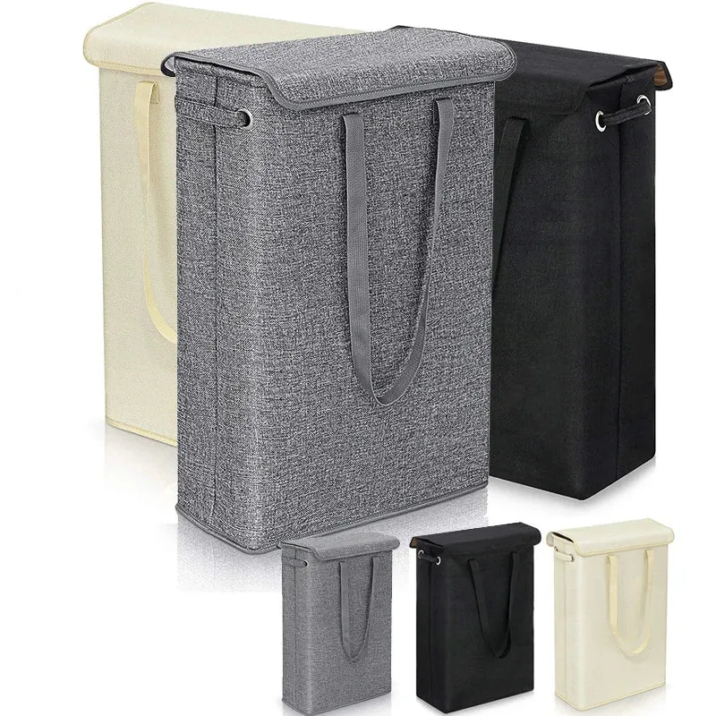 45L Slim Wäschekorb mit Deckel – Neris