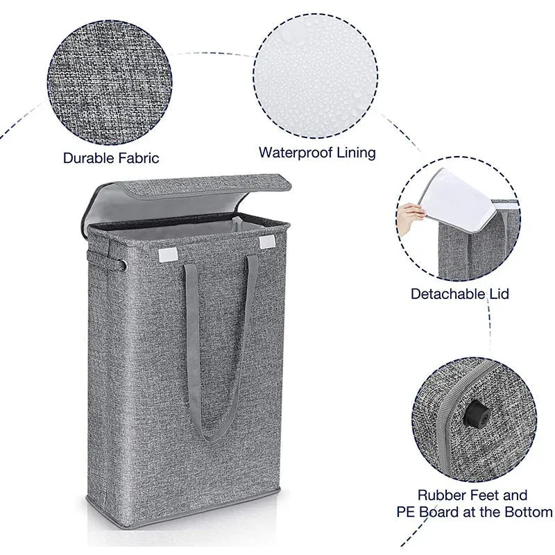 45L Slim Wäschekorb mit Deckel – Neris