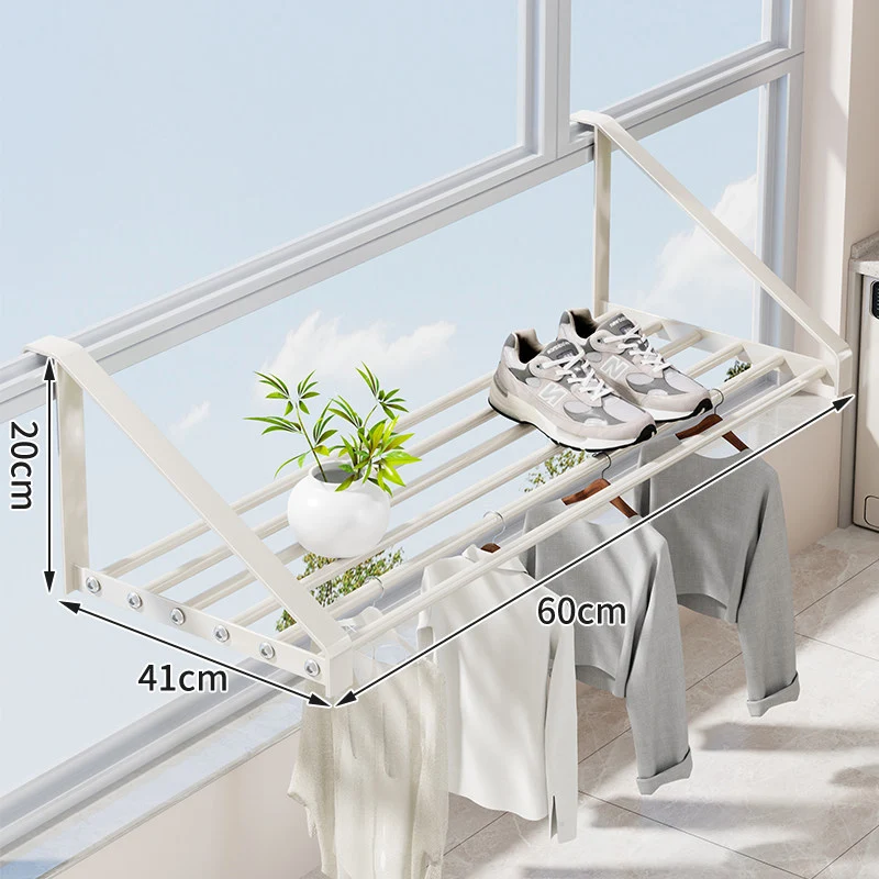 Fenster-Montierte Zusammenklappbare Trockenregal mit Mehrfach-Bar Schuh- und Bekleidungsregal
