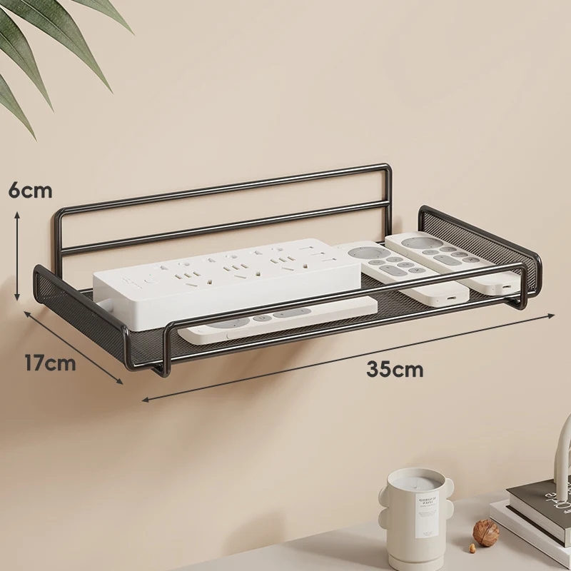 Wandmontierter Zwei-Ebenen Belüfteter Mesh Router und Power Strip Organizer