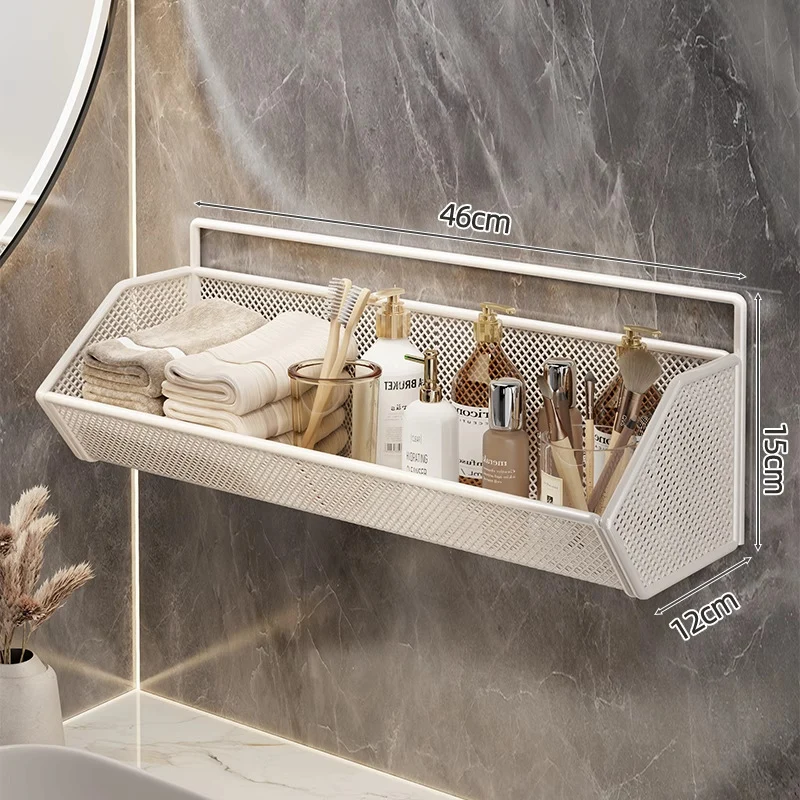 Wandmontierter Mesh-Badezimmer-Organizer-Regal
