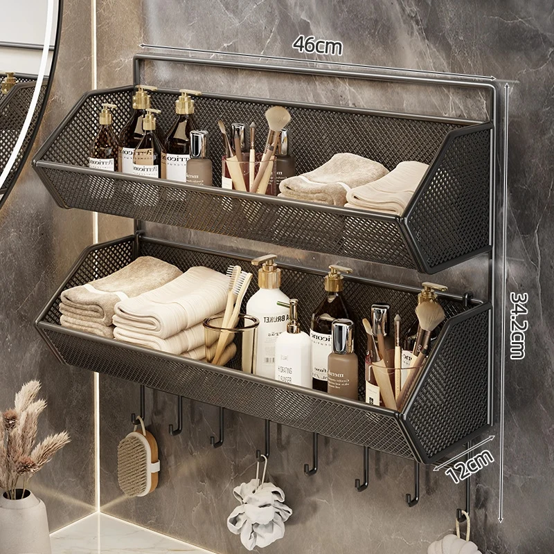 Wandmontierter Mesh-Badezimmer-Organizer-Regal