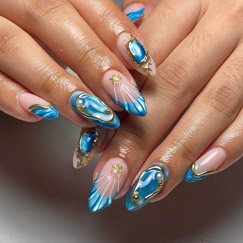 Künstlerisches Texturiertes Press-On Nagelkunstset