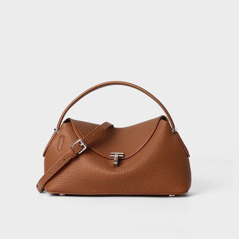 Gekurvte Umschlag-Top-Handle-Pebbled Satchel mit abnehmbarem Crossbody-Riemen