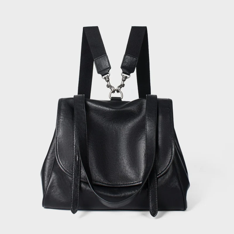 Umwandelbare Glatte Leder Klappe Tote Rucksack mit Abnehmbaren Gurtstraps