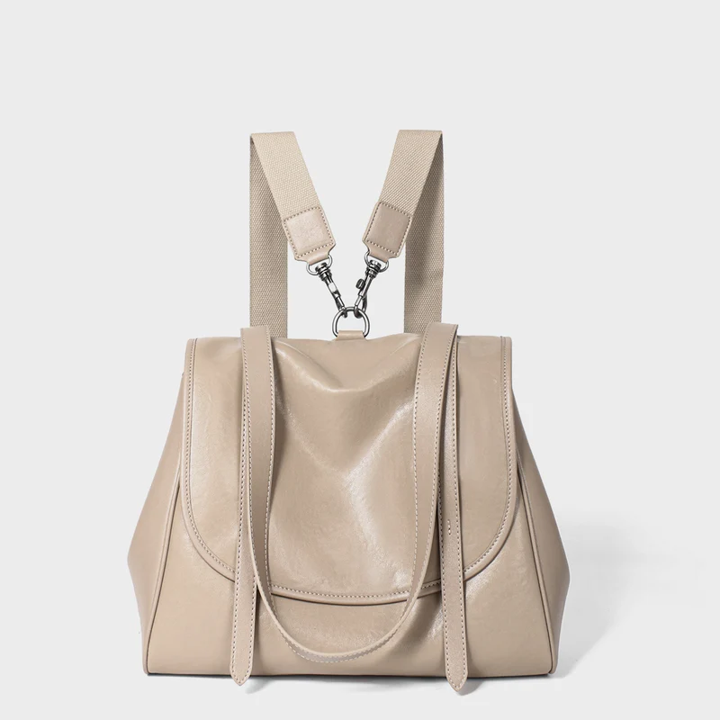 Umwandelbare Glatte Leder Klappe Tote Rucksack mit Abnehmbaren Gurtstraps