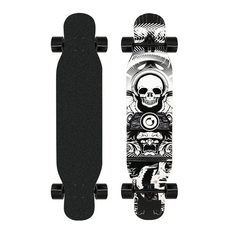 Longboard Skanto mit künstlerischem Löwen-Emblem