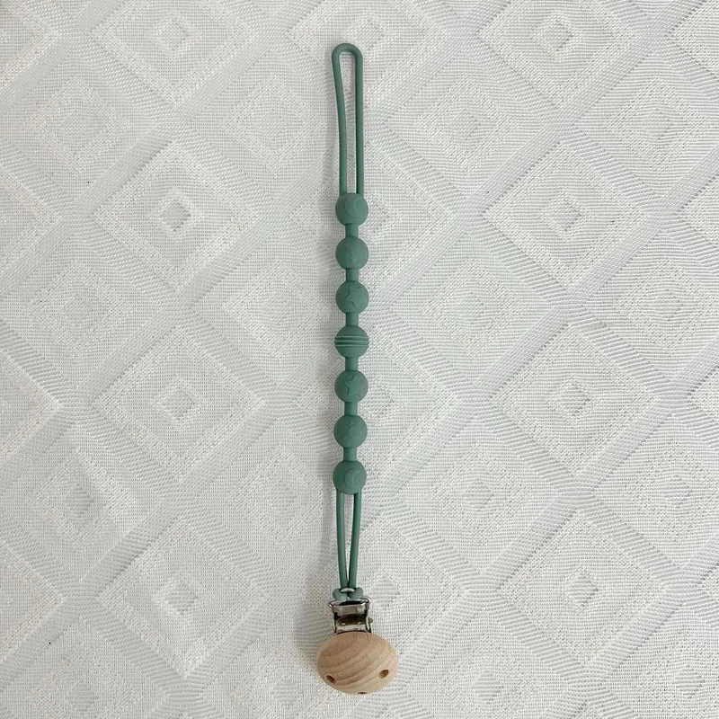 Silikonperlen Schnullerkette mit Holz-Sicherheitsclip
