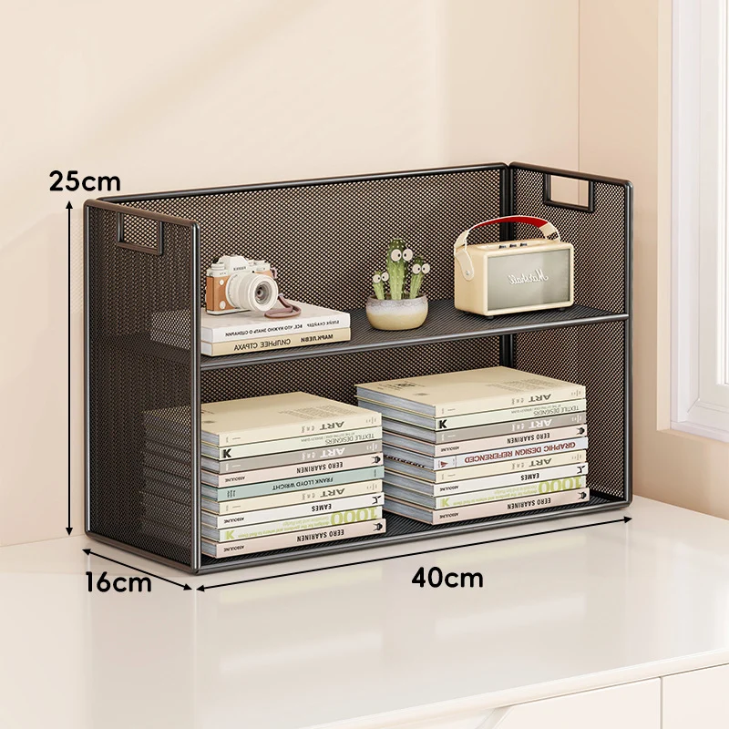 Perforiertes Metall Zwei-Ebenen Schreibtisch-Organizer-Regal mit integrierten Tragegriffen