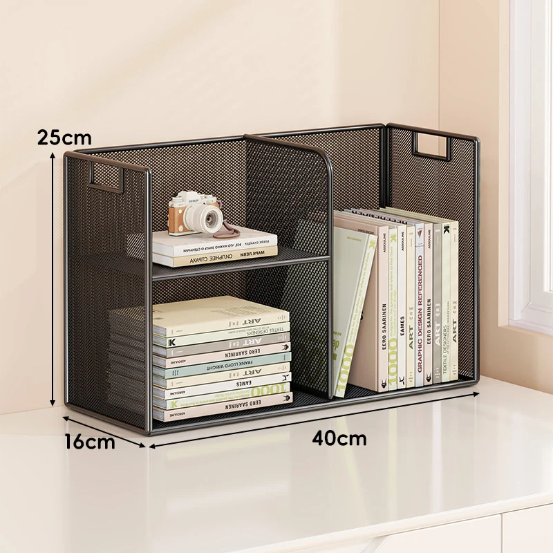 Perforiertes Metall Zwei-Ebenen Schreibtisch-Organizer-Regal mit integrierten Tragegriffen