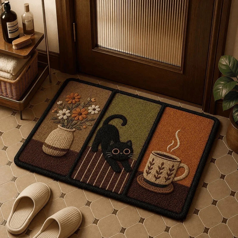 Künstlerische katzenmotivierte Eingangsmatte für den Hauseingang