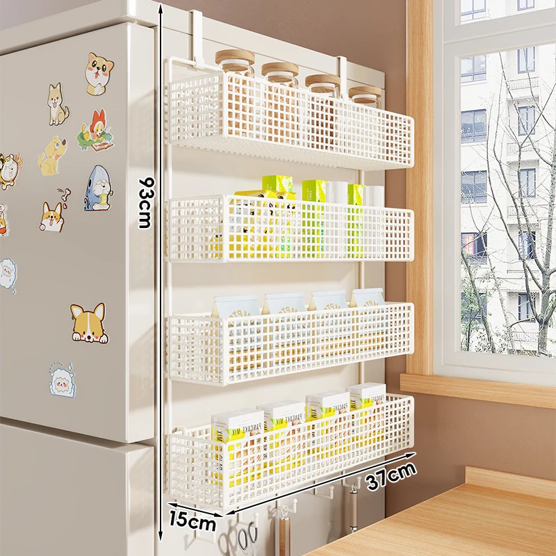 Über-Kühlerschrank Vertikaler Hängender Netzlagerregal mit tiefen Körben und Hakenleiste