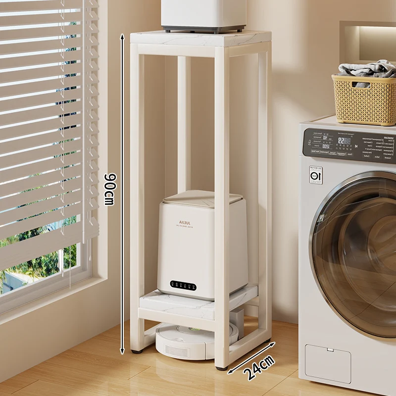 Schmaler zweistufiger Metallappliance-Ständer mit Faux-Marmor-Regalen