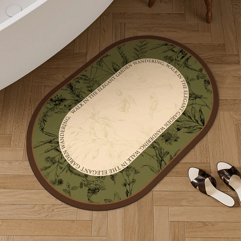 Oval Botanische Fußmatte für die Wohnkultur
