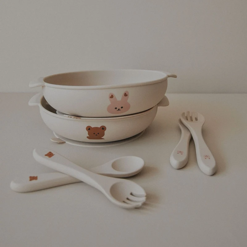 Silikon-Baby-Löffel- und Gabelset mit weichen, ergonomischen Griffen