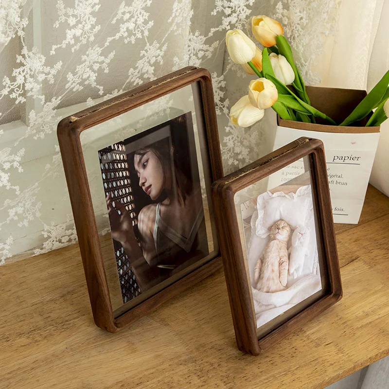 Vintage Glas und Holz Bilderrahmen