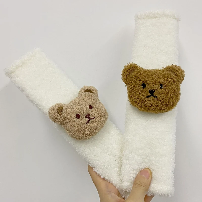 Sherpa-futterte Sicherheitsgurt-Komforthülse mit Teddy-Kopf-Akzent