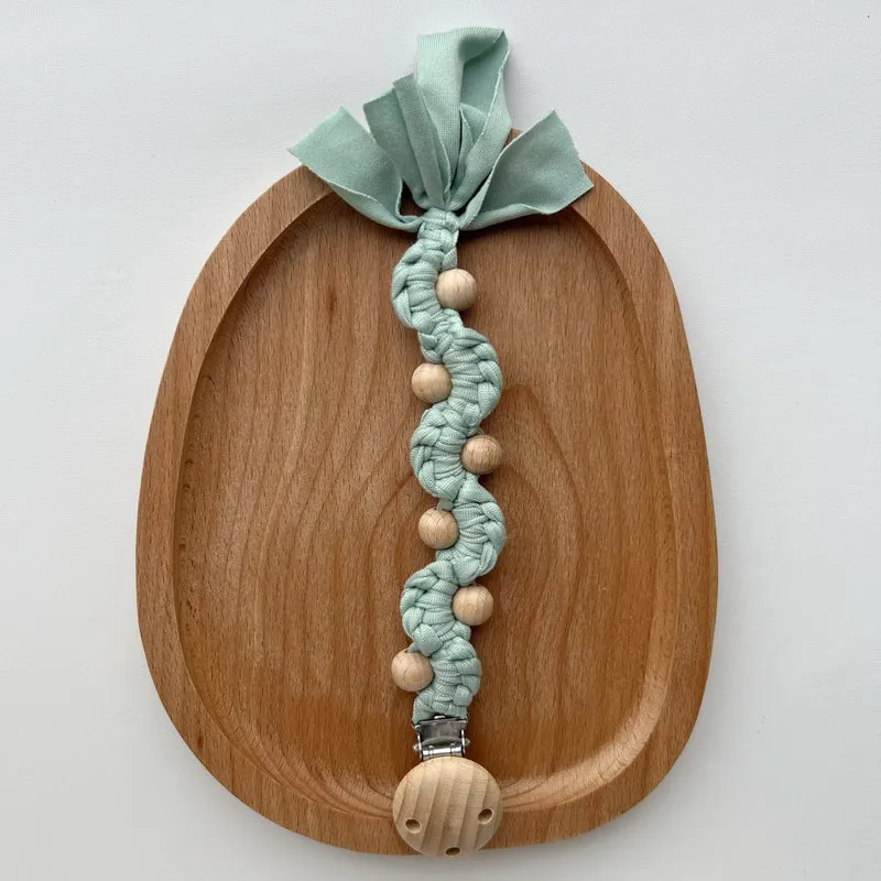 Makramee Boho Holzperlen Schnullerhalter Clip mit Metal Sicherheitsklemme