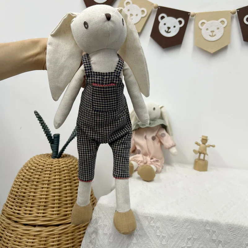 Leinen-Punkt-muster Schlappohr-Hase Puppe