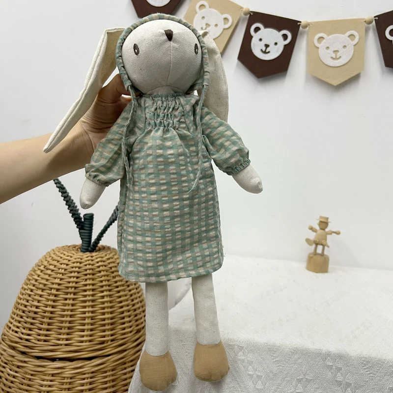 Leinen-Punkt-muster Schlappohr-Hase Puppe