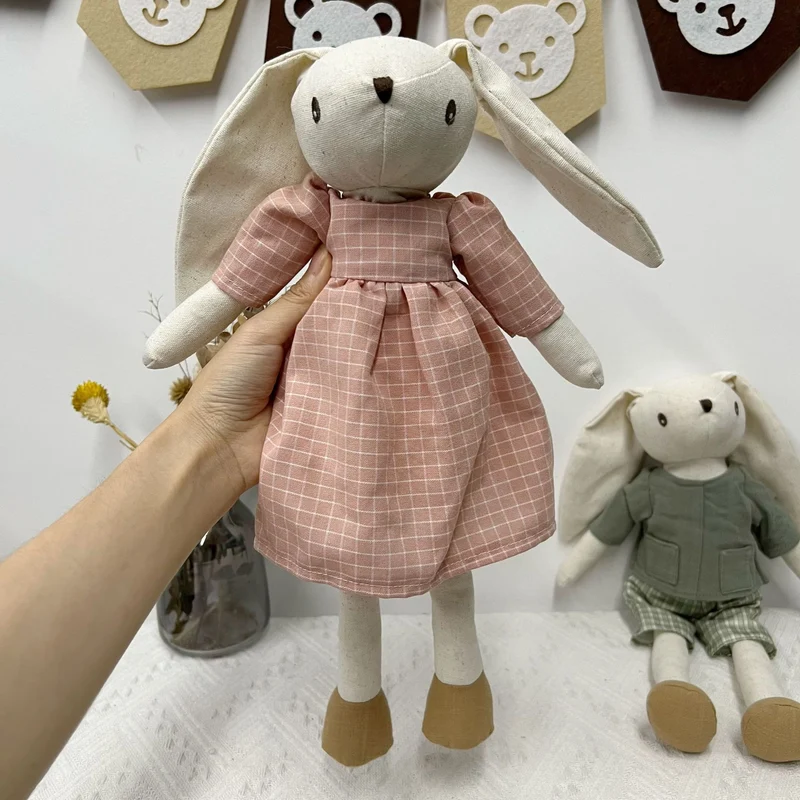 Leinen-Punkt-muster Schlappohr-Hase Puppe