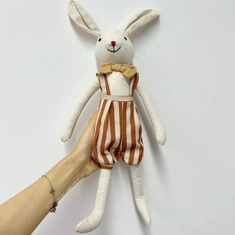 Handgemachter Organischer Leinen Langbein Hase Stofftier