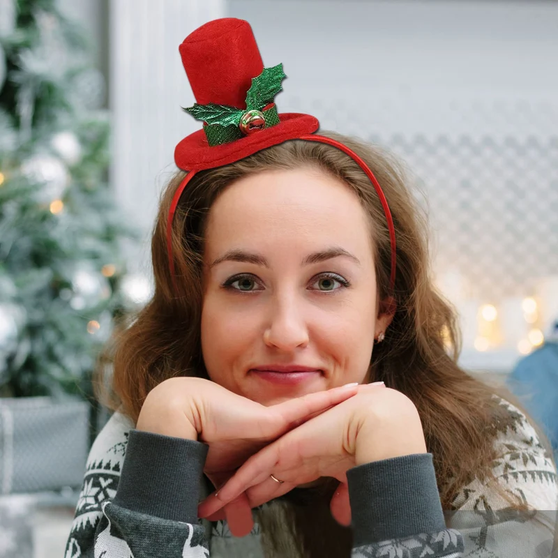 Weihnachts-Haarreif mit Weihnachtsmannhut und Pflanzenmotiv