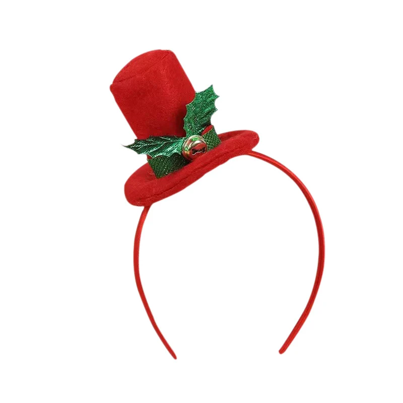Weihnachts-Haarreif mit Weihnachtsmannhut und Pflanzenmotiv