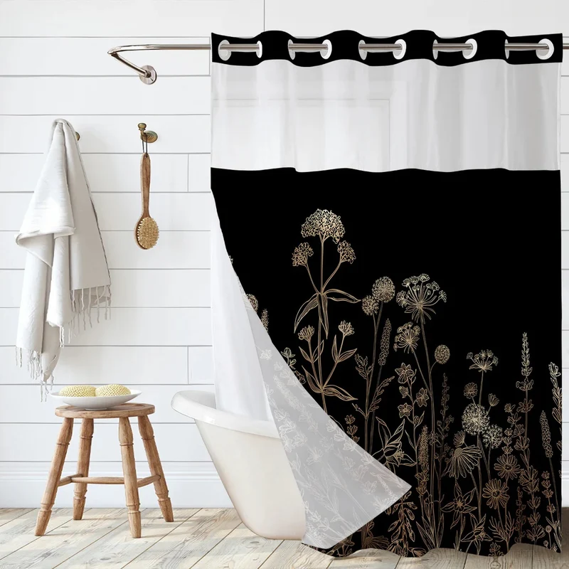 Duschvorhang mit künstlerischem Blumenmuster Skanto