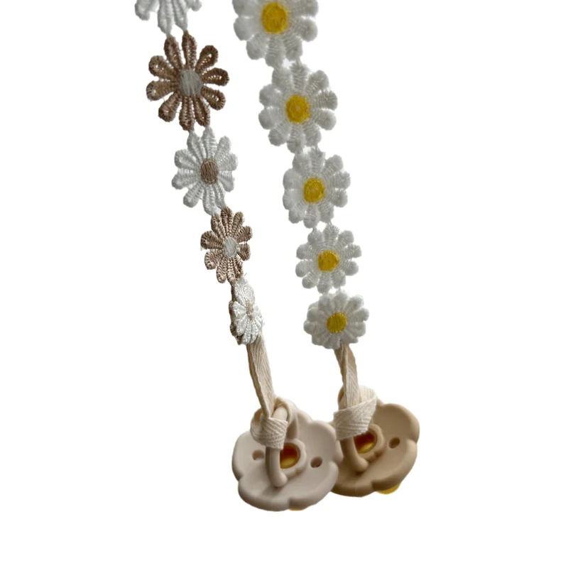 Crochet Daisy Schnullerclip mit Baumwollband