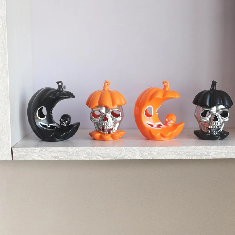 Halloween Dekorationsfigur Skull mit Kürbishut