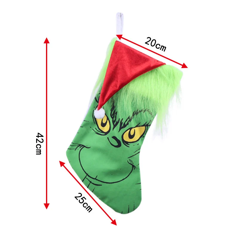 Lustiger Weihnachtsstrumpf mit Grinch-Motiv