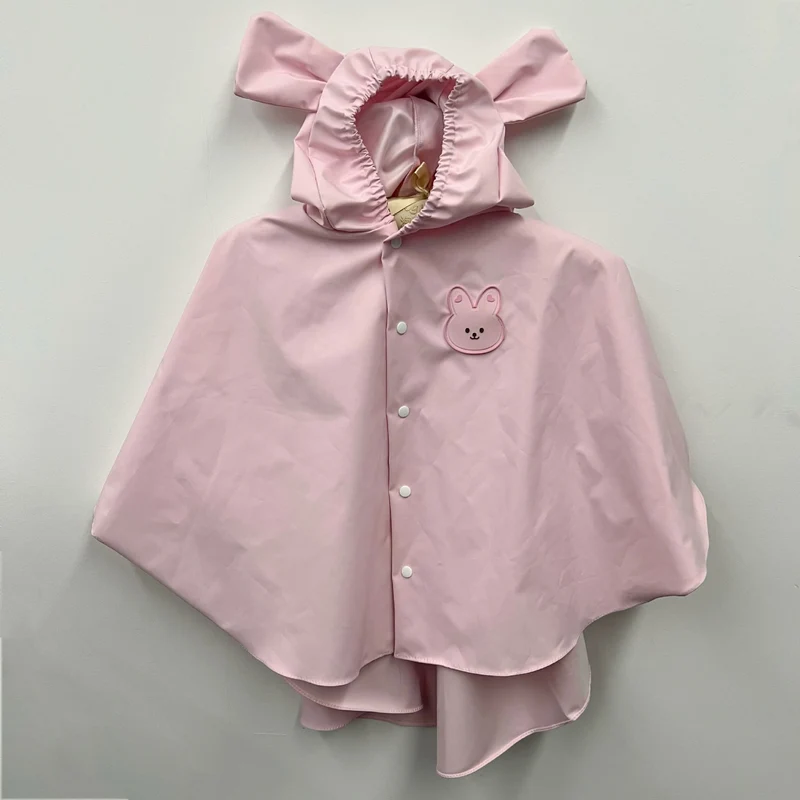 Kinder wasserfester Regenponcho mit Hasenohrenkapuze